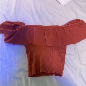 cute orange off the shoulder crop top